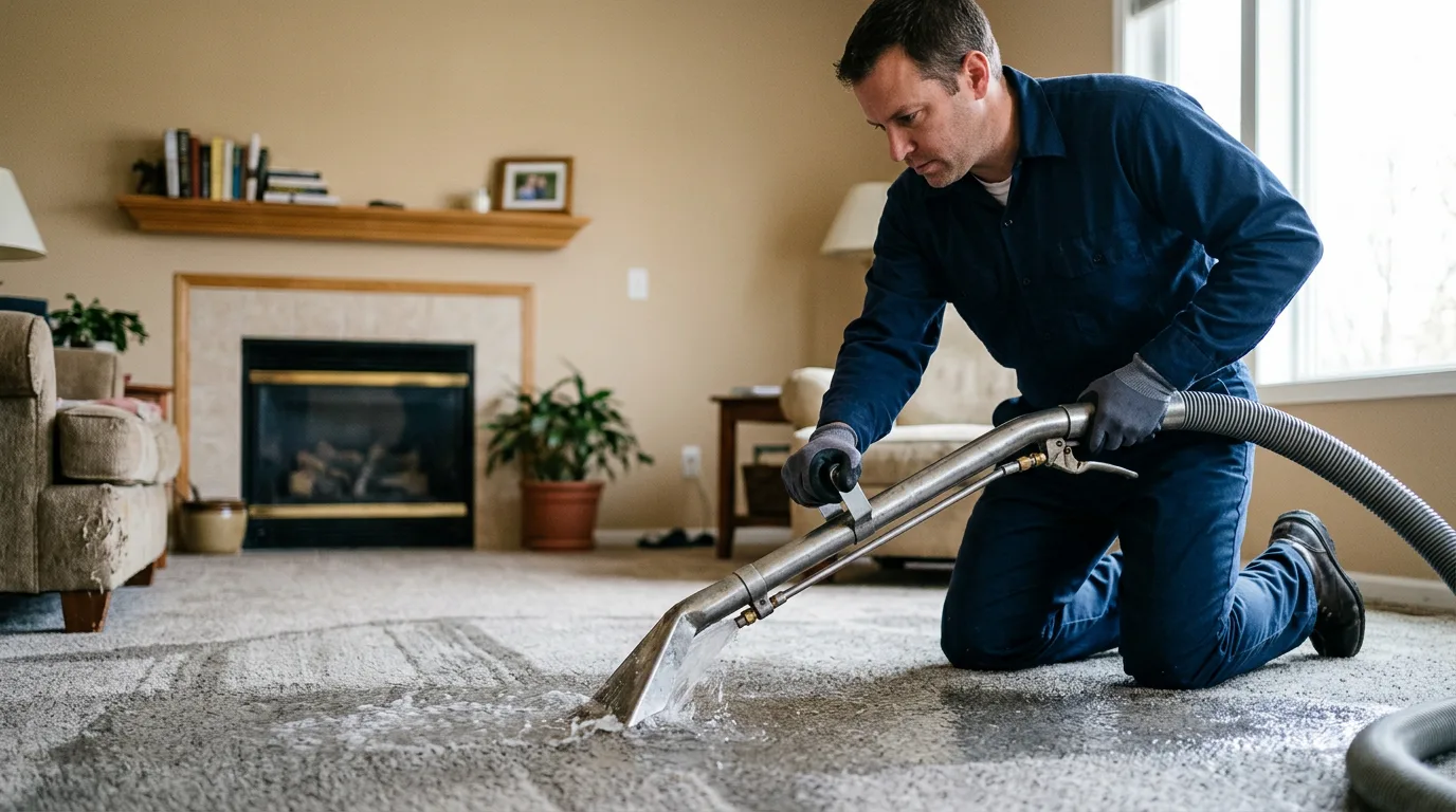 Water damage restoration technician working near Hawley, TX